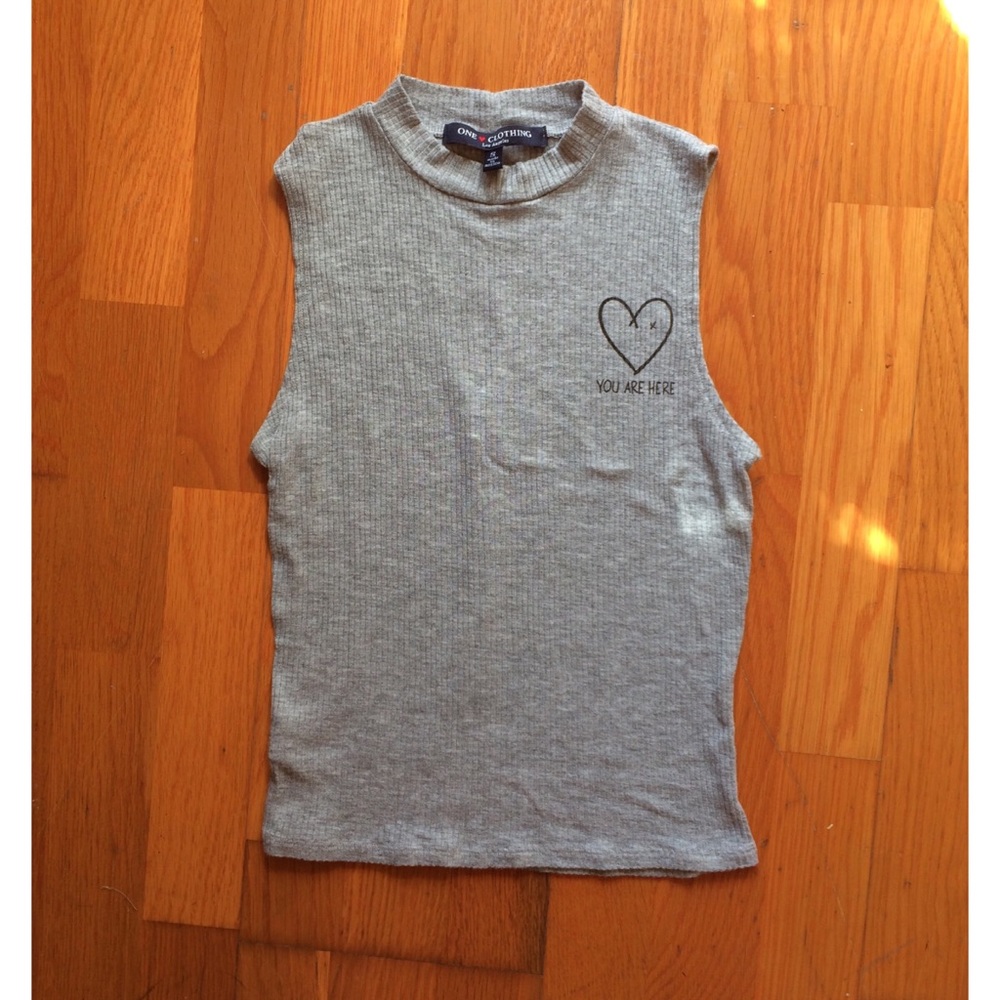 Grey Ribbed One Clothing Crop Top